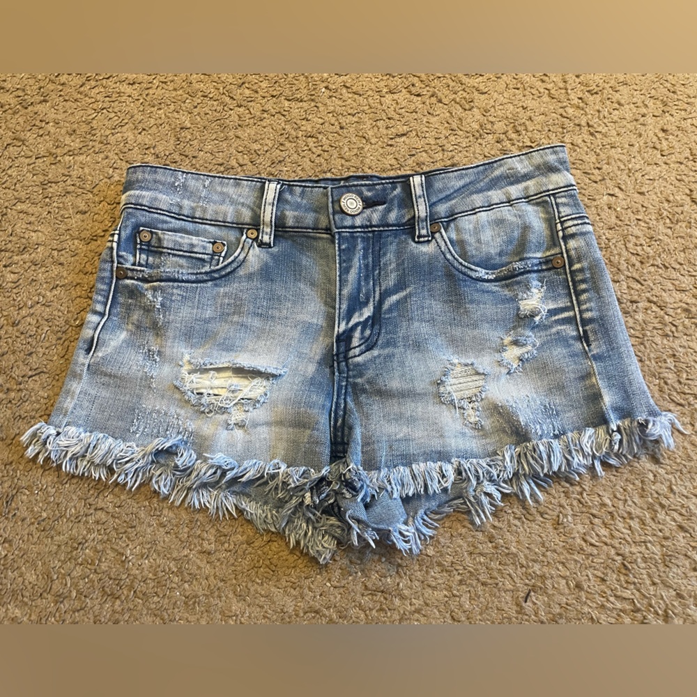 Indigo Rein Blue Denim Distressed Jean Shorts, Size 3